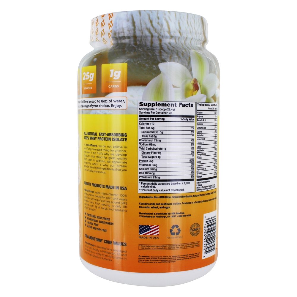 Comprar Whey Protein Isolado Sabor Baunilha - 2 lbs. About Time - Imagem 2