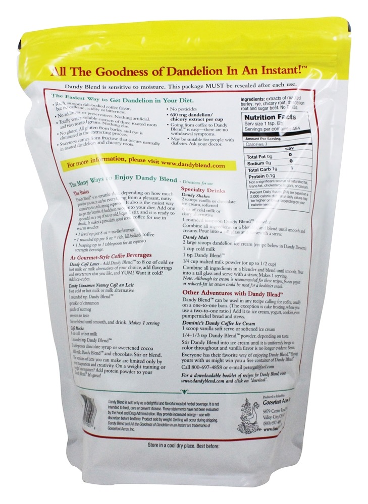 Comprar Bebida Herbal Instantânea com Dente de Leão - 2 lbs. Dandy Blend - Imagem 2