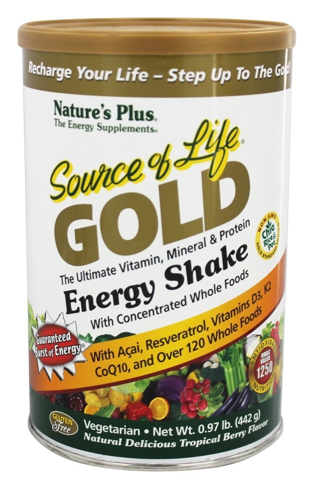 Comprar Fonte De Vida Ouro Energia Tremer Final Vitamina Mineral & Proteína Natural Delicioso Tropical Baga Sabor - 0.97 lbs. Natures Plus
