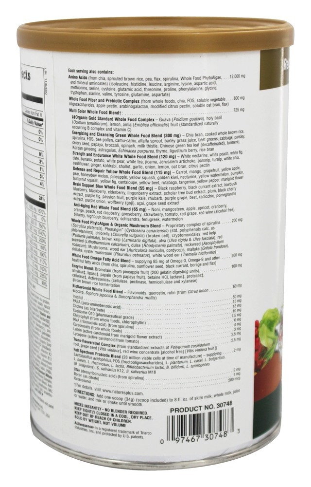 Comprar Fonte De Vida Ouro Energia Tremer Final Vitamina Mineral & Proteína Natural Delicioso Tropical Baga Sabor - 0.97 lbs. Natures Plus - Imagem 3