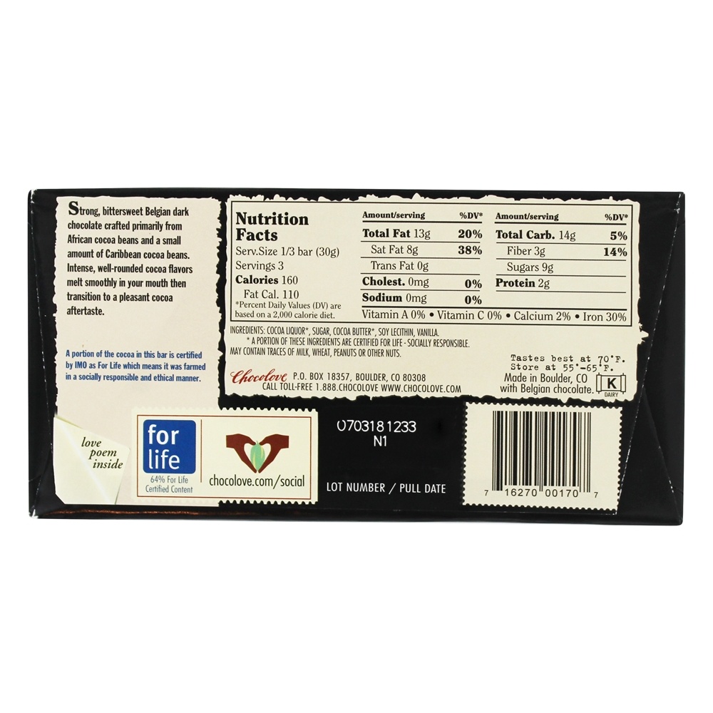 Comprar Barra de chocolate escuro forte - 3.2 oz. Chocolove - Imagem 2