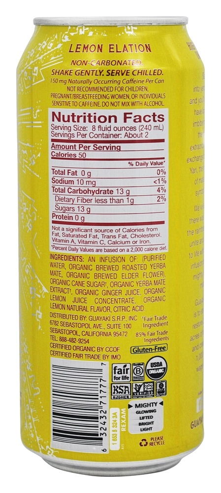 Comprar Elação Orgânica de Erva-Mate de Limão - 15.5 fl. oz. Guayaki - Imagem 2