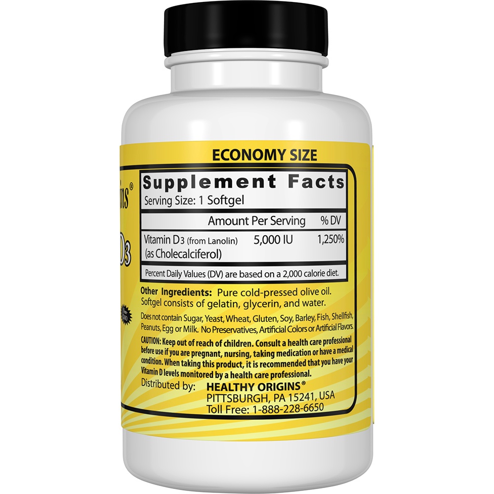 Comprar Vitamina D3 5000 UI - 360 Softgels Healthy Origins - Imagem 2