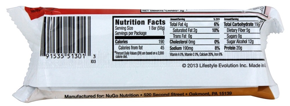 Comprar Smarte Carb Bar Açúcar Livre Amendoim Manteiga Crise - 1.76 oz. NuGo Nutrition - Imagem 2