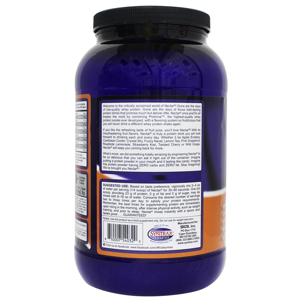 Comprar Nectar Whey Protein Isolate Em pó Chá de limão - 32 oz. Syntrax - Imagem 3