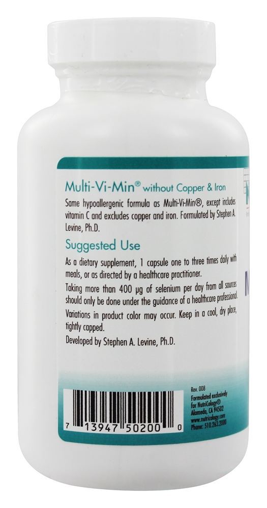 Comprar Multi-Vi-Min Sem Cobre e Ferro - Cápsulas vegetarianas 150 Nutricology - Imagem 3