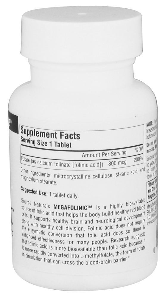 Comprar Forma Bioativa MegaFolínica de Ácido Fólico 800 mcg. - 120 Tablets Source Naturals - Imagem 2