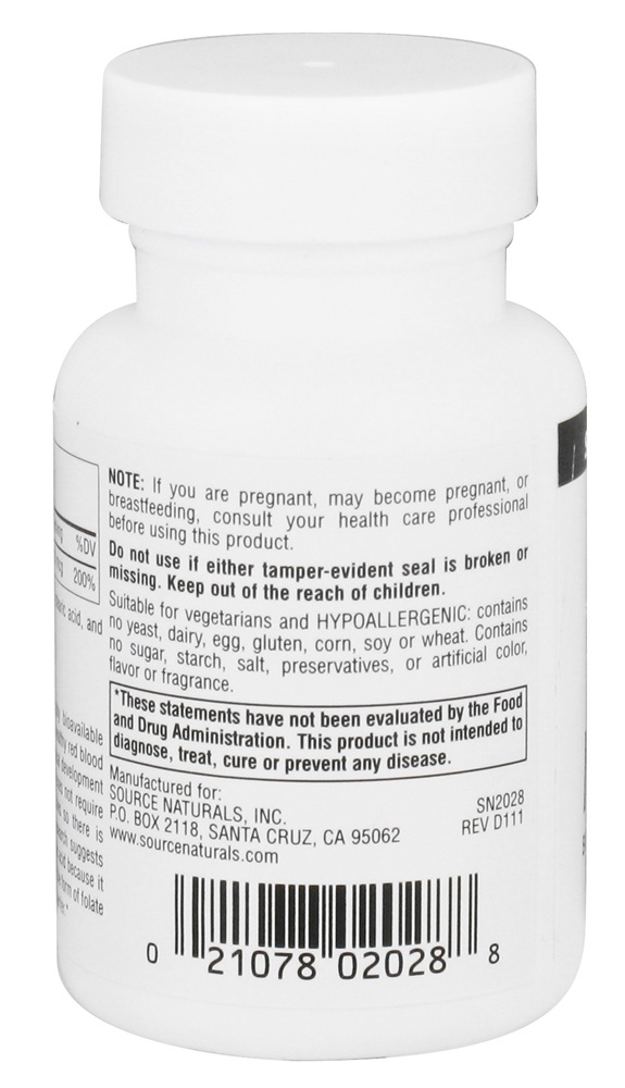 Comprar Forma Bioativa MegaFolínica de Ácido Fólico 800 mcg. - 120 Tablets Source Naturals - Imagem 3