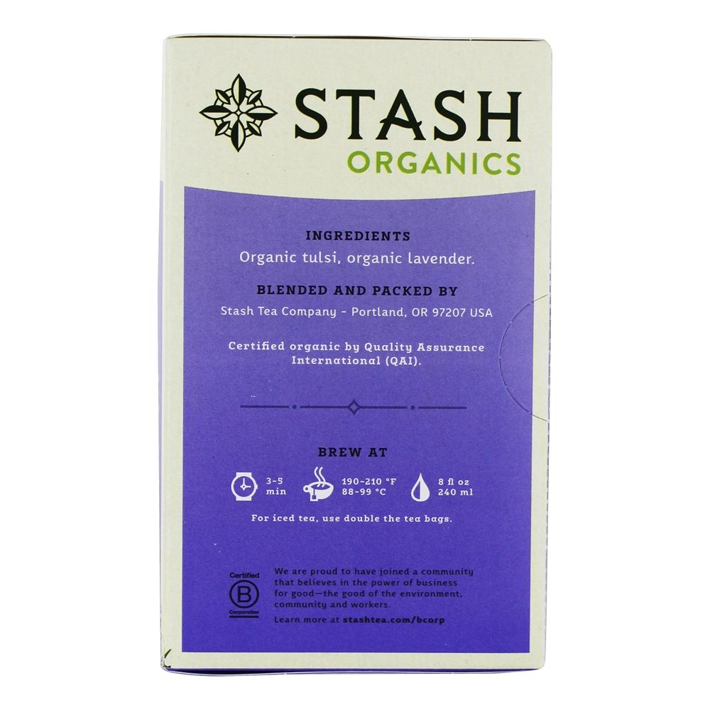 Comprar Chá de ervas Tulsi de lavanda orgânica sem cafeína - 18 Saquinhos de Chá Stash Tea - Imagem 2