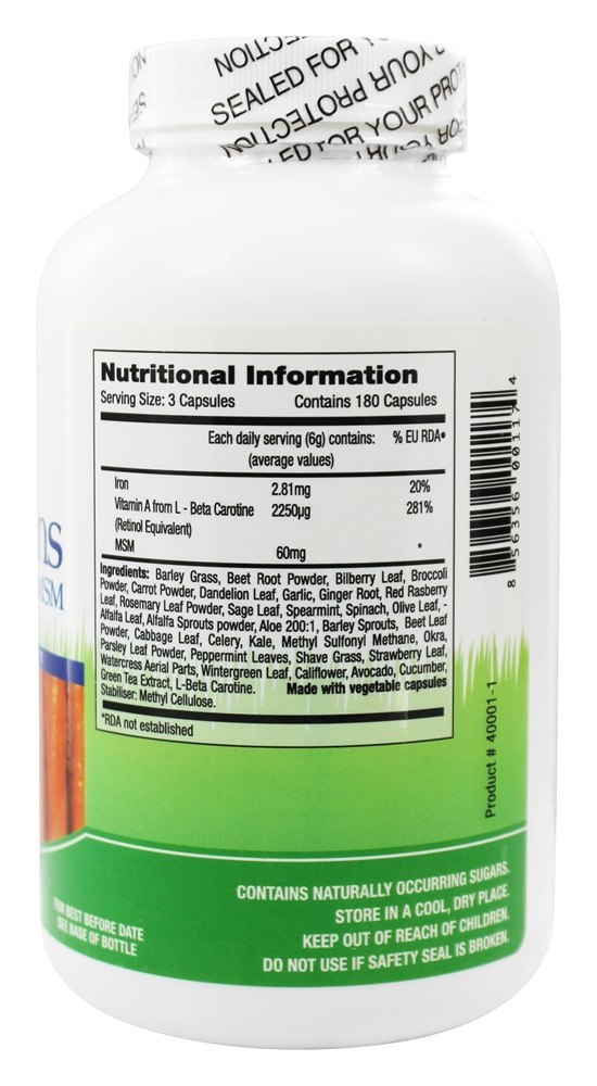 Comprar Mega Greens Plus MSM - 180 Cápsula (s) vegetal (s) Perfectly Healthy - Imagem 2