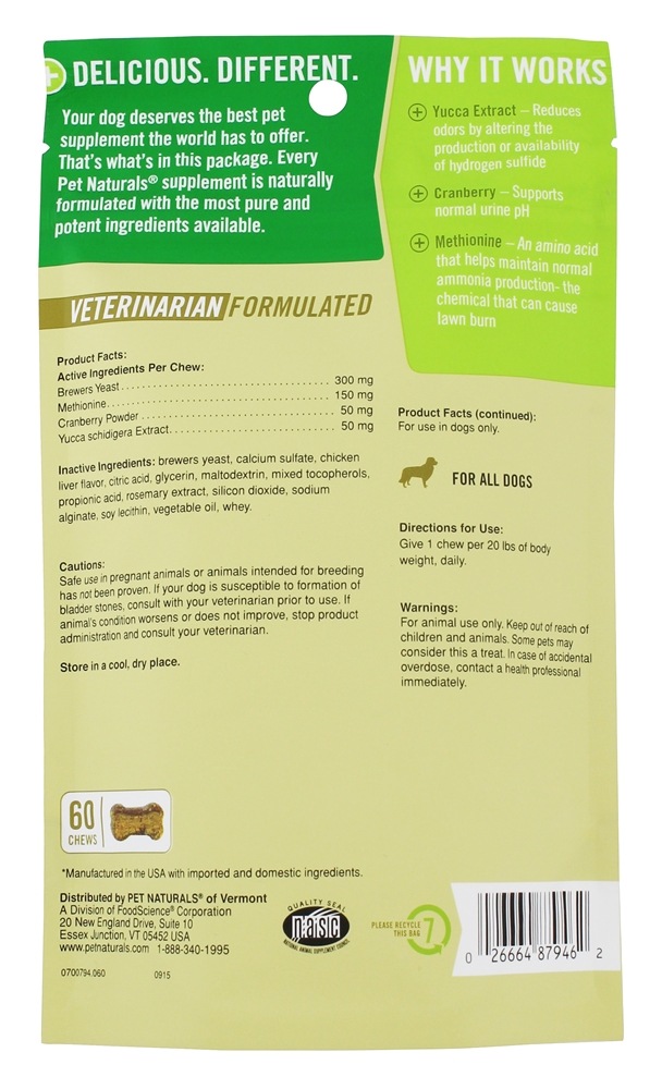 Comprar Auxiliar de Gramado para um pH saudável da urina - 60 Mastiga Pet Naturals of Vermont - Imagem 2
