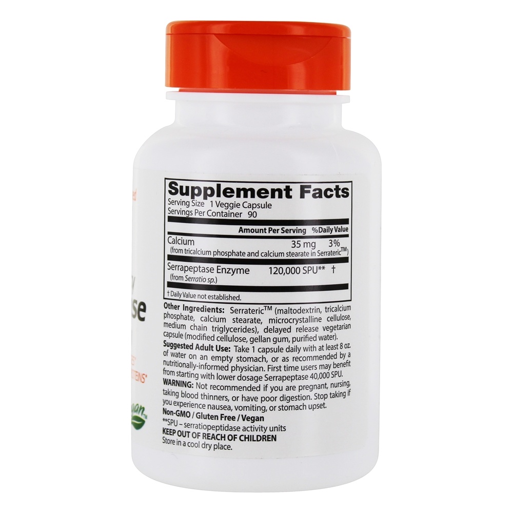 Comprar Serrapeptase de alta potência 120,000 SPU - 90 Cápsula (s) vegetal (s) Doctor's Best - Imagem 2