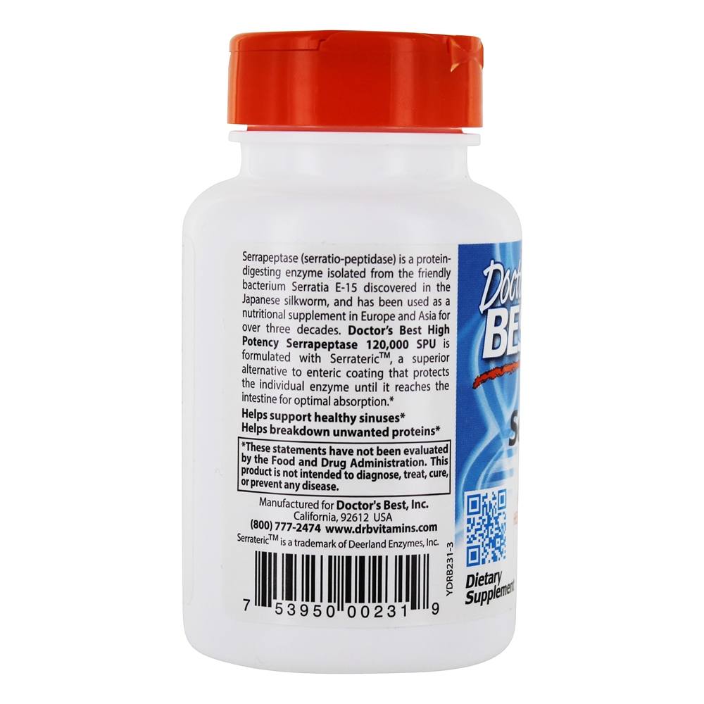 Comprar Serrapeptase de alta potência 120,000 SPU - 90 Cápsula (s) vegetal (s) Doctor's Best - Imagem 3