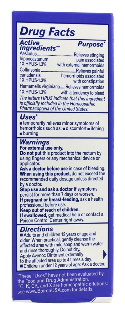 Comprar Avenoc Ointment Homeopathic Medicine para alívio de hemorróidas - 1 oz. Boiron - Imagem 2