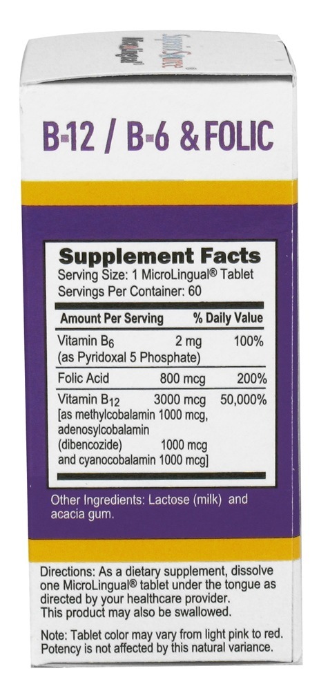 Comprar Sem Tiro Triplo B12 3,000 mcg, B6 & Ácido Fólico Instantâneo Dissolve Micro-Comprimidos - 60 Tablets Superior Source - Imagem 2