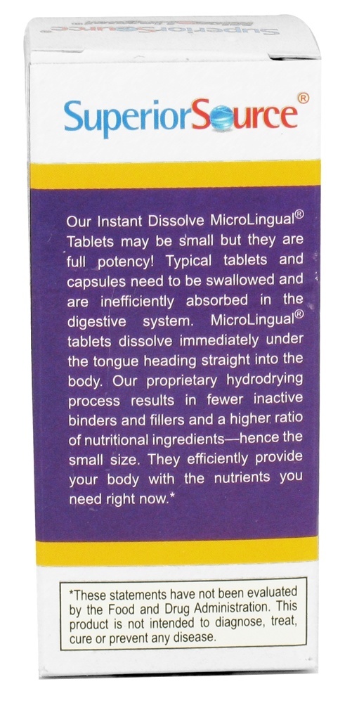 Comprar Sem Tiro Triplo B12 3,000 mcg, B6 & Ácido Fólico Instantâneo Dissolve Micro-Comprimidos - 60 Tablets Superior Source - Imagem 3