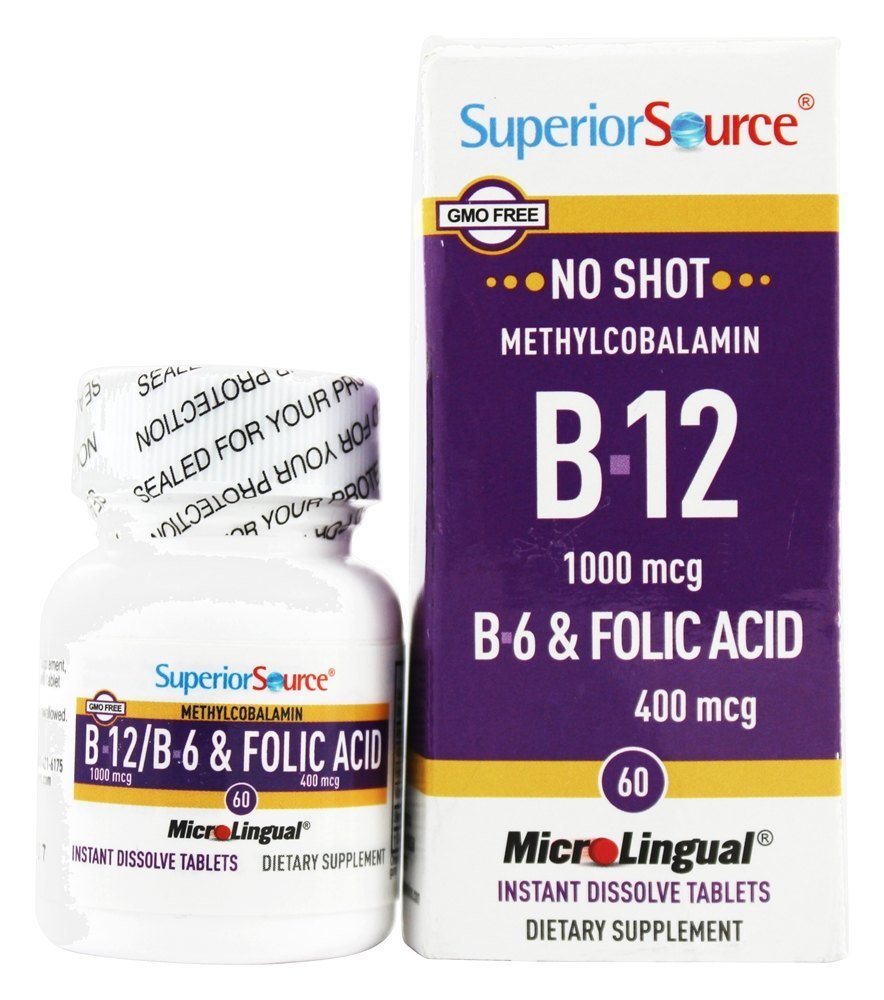 Comprar B12 Metilcobalamina 1000 mcg Com B6 & Ácido Fólico 400 mcg. - 60 Tablets Superior Source