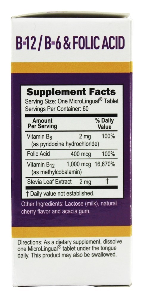 Comprar B12 Metilcobalamina 1000 mcg Com B6 & Ácido Fólico 400 mcg. - 60 Tablets Superior Source - Imagem 2