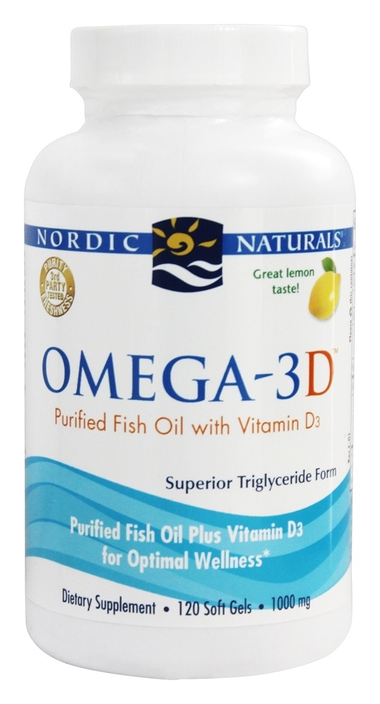 Comprar Omega -3D Óleo de Peixe Purificado com Vitamina D3 Sabor Limão 1000 mg. - 120 Softgels Nordic Naturals