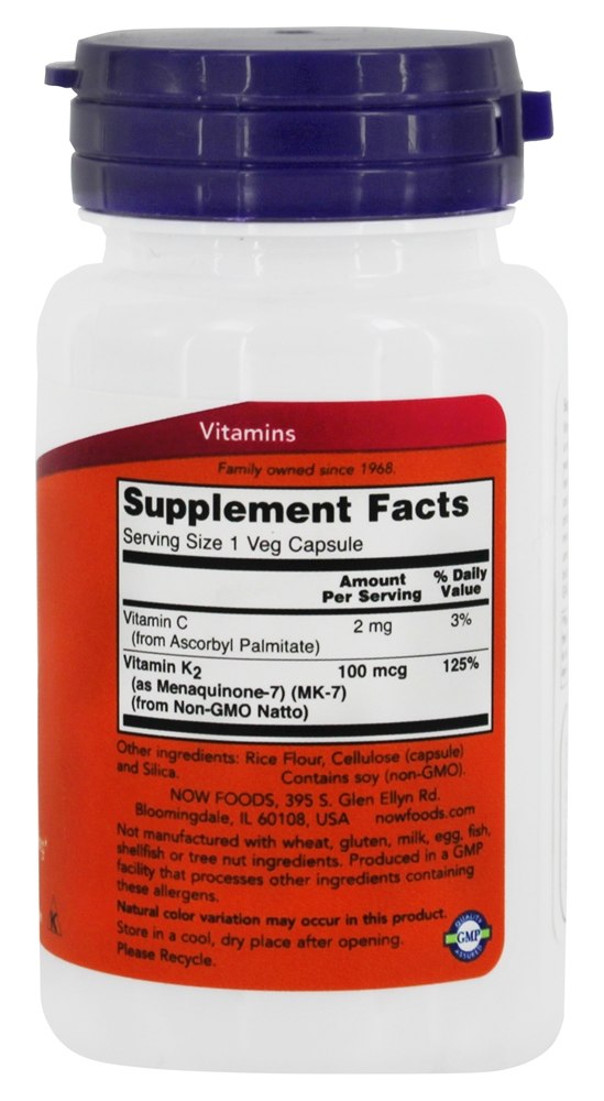 Comprar MK7 Vitamina K2 100 mcg. - Cápsulas vegetarianas 60 NOW Foods - Imagem 2