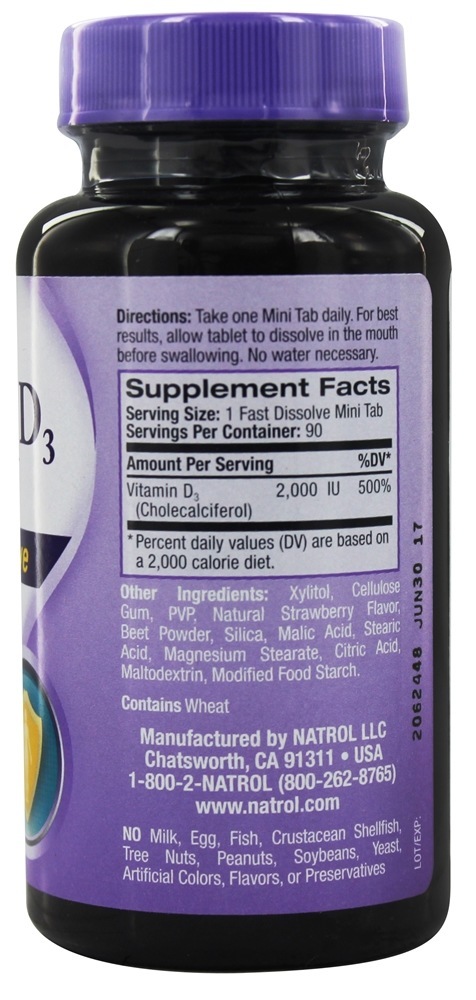 Comprar Vitamina D3 Rápida Dissolução Sabor Morango 2000 UI - Mini- Natrol 90 Natrol - Imagem 2