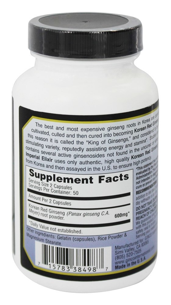 Comprar Ginseng Vermelho Coreano 600 mg. - Cápsulas 100 Imperial Elixir - Imagem 2