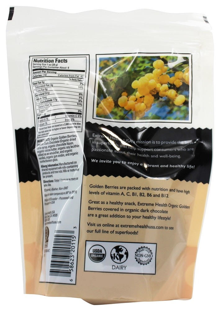 Comprar Bagas de ouro cobertas com chocolate escuro - 6 oz. Extreme Health USA - Imagem 2