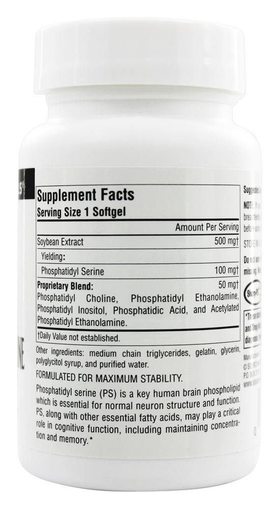 Comprar Complexo Estabilizado de Fosfatidil Serina 500 mg. - 60 Softgels Source Naturals - Imagem 2