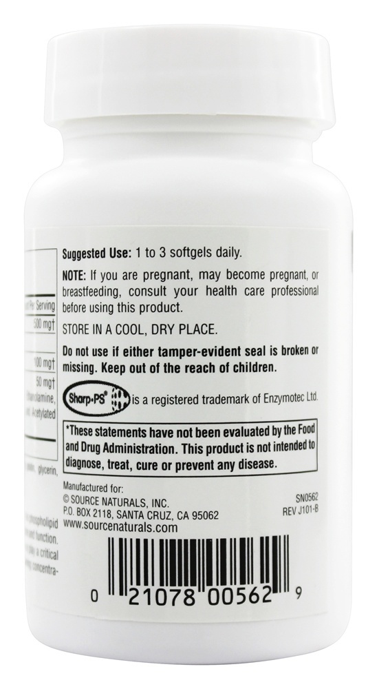 Comprar Complexo Estabilizado de Fosfatidil Serina 500 mg. - 60 Softgels Source Naturals - Imagem 3