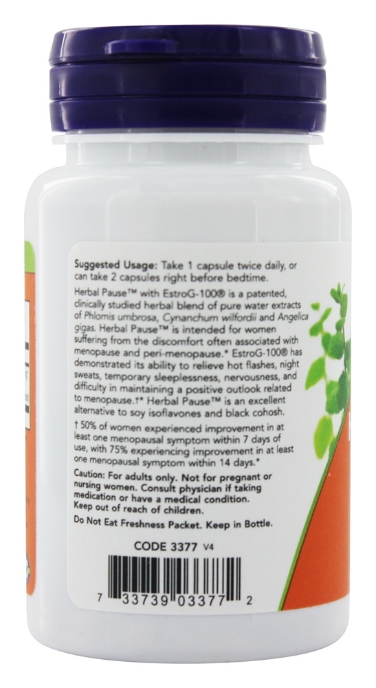 Comprar Pausa à base de ervas com EstroG-100 - Cápsulas vegetarianas 60 NOW Foods - Imagem 3