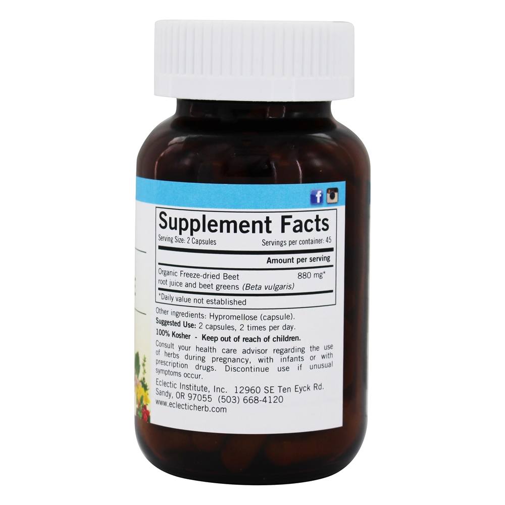 Comprar Suco de Beterraba Fresco Liofilizado 440 mg. - Cápsulas vegetarianas 90 Eclectic Institute - Imagem 2