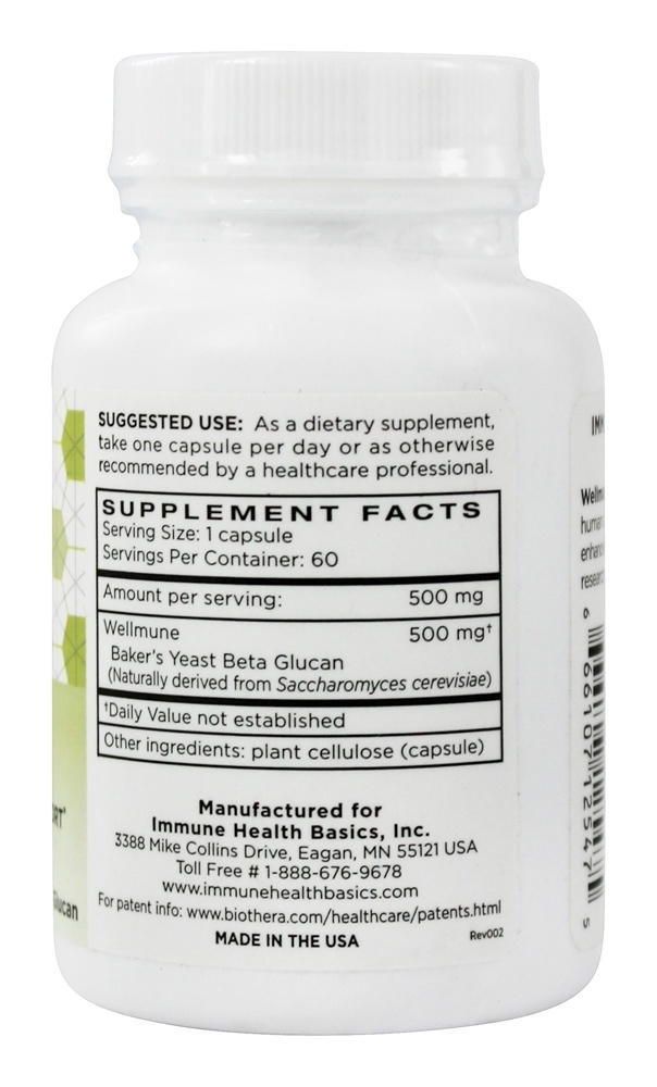 Comprar Beta Glutan com Wellmune WGP para Saúde Imunológica 500 mg. - Cápsulas 60 Immune Health Basics - Imagem 2