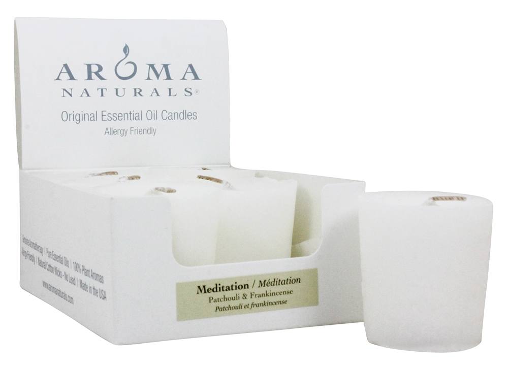 Comprar Meditação Naturalmente Misturada Eco-Vela Votiva Patchouli & Incenso - 1 Conte Aroma Naturals