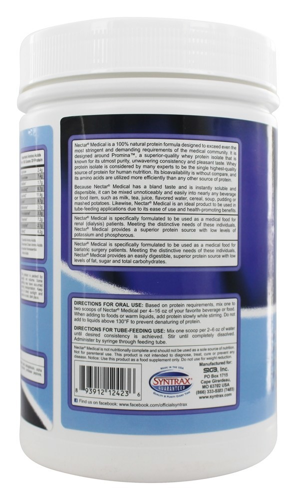 Comprar Néctar Médico Soro de leite coalhado Proteína Isolar Unflavored - 1 libra. Syntrax - Imagem 3