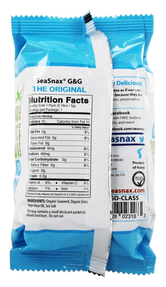 Comprar Levemente Assado e Temperado Alga Agarrar & Ir Empacotar Clássico Oliva - 0.18 oz. SeaSnax - Imagem 2