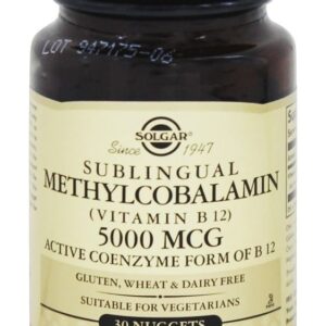Comprar Metilcobalamina Vitamina B12 Sublingual 5000 mcg. - 30 Pepita (s) Solgar
