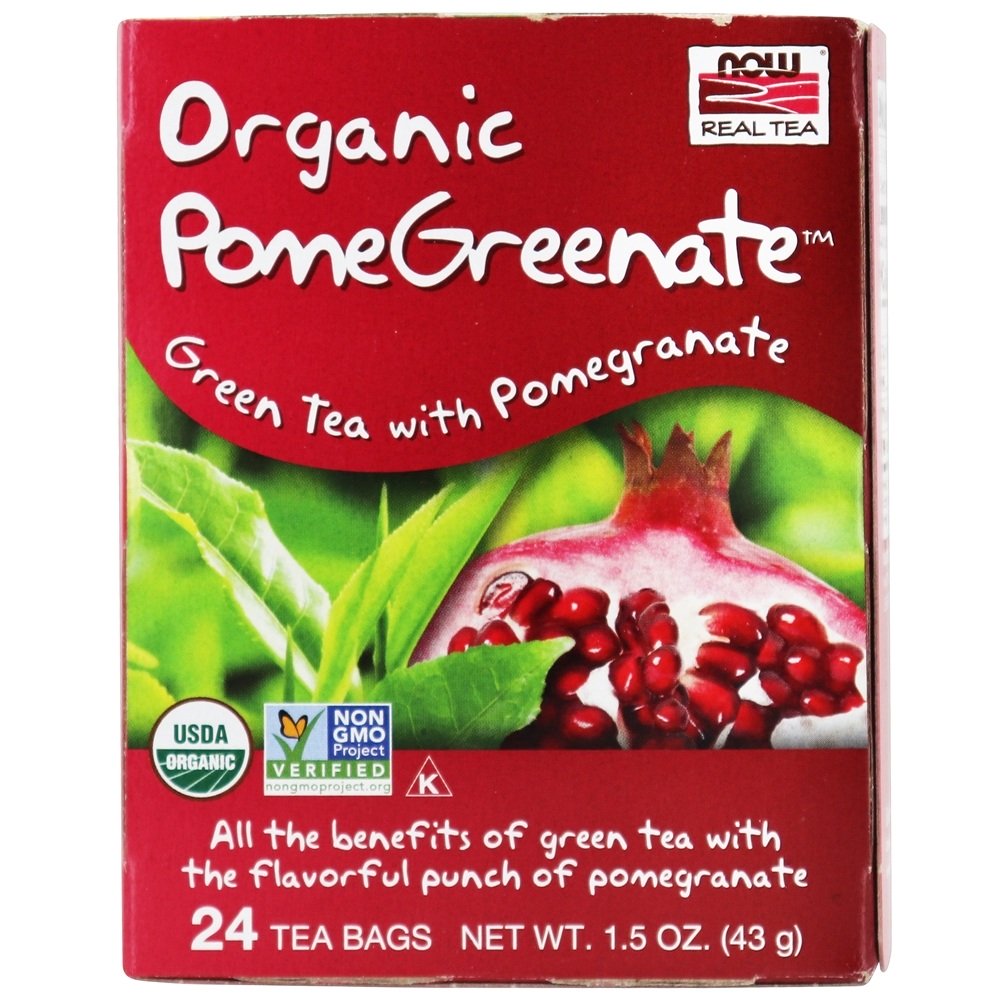 Comprar Agora Chá Real Orgânico PomeGreenate Chá Verde Com Romã - 24 Saquinhos de Chá NOW Foods
