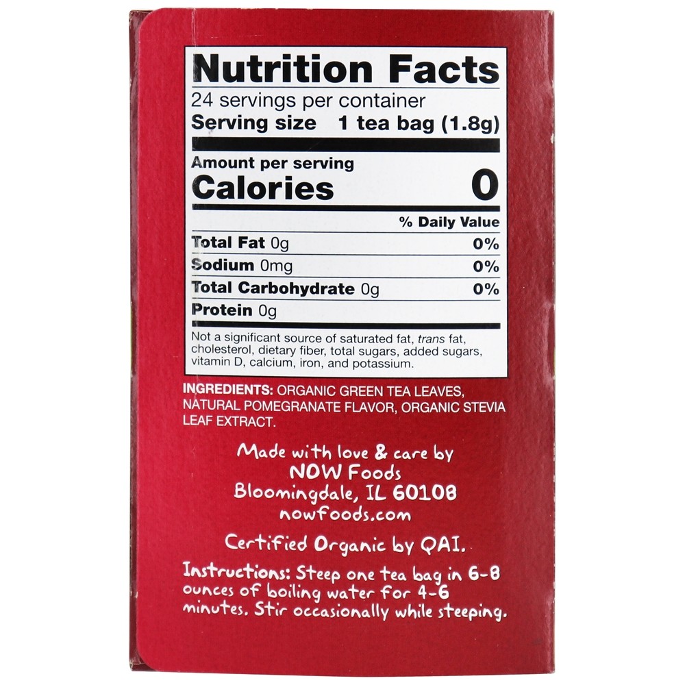 Comprar Agora Chá Real Orgânico PomeGreenate Chá Verde Com Romã - 24 Saquinhos de Chá NOW Foods - Imagem 2