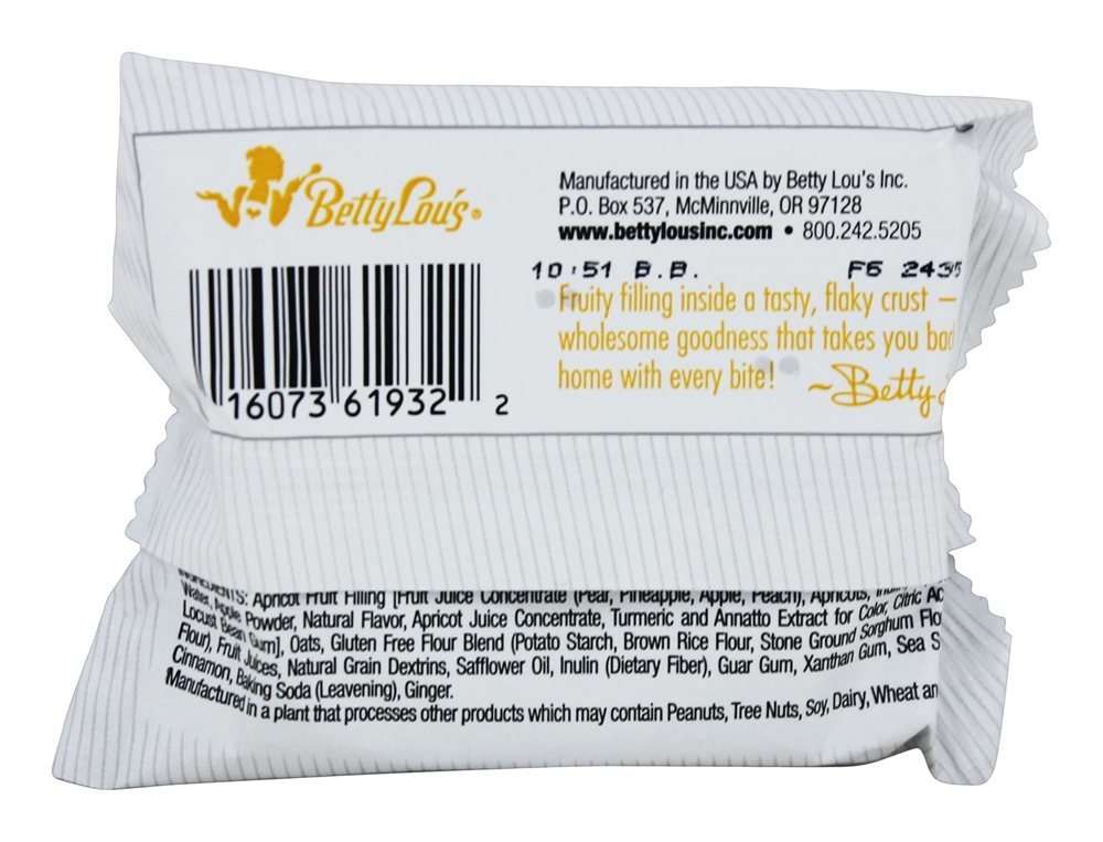Comprar Barras de frutas sem glúten damasco - 2 oz. Betty Lou's - Imagem 3