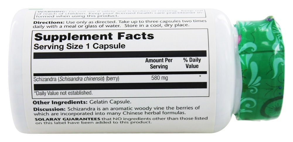 Comprar Schizandra 580 mg. - Cápsulas 100 Solaray - Imagem 2
