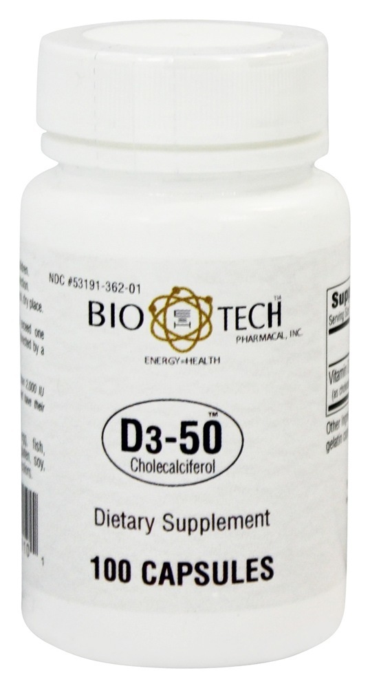 Comprar Vitamina D3-50 50000 IU - Cápsulas 100 Bio-Tech Pharmacal