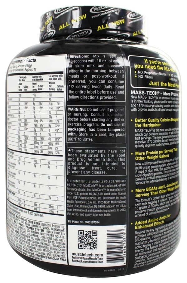 Comprar Mass Tech Performance Series Construtor de Massa Muscular Avançado Sabor Leite Achocolatado - 7 lbs. Muscletech Products - Imagem 4