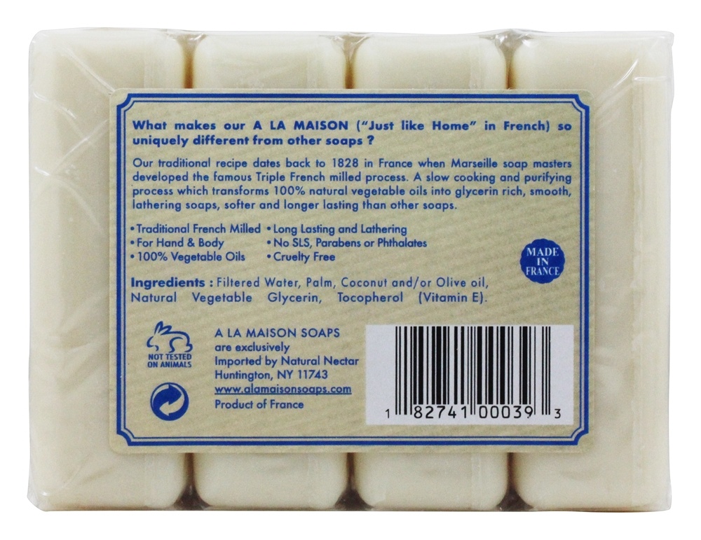 Comprar Pacote de Valor de Sabonete Tradicional de Moinhos Franceses Hipoalergênicos sem perfume - 4 x 3.5 oz. Barras A La Maison - Imagem 3