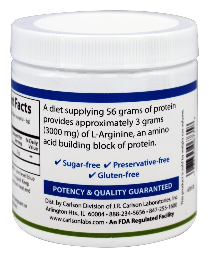 Comprar Pó de Aminoácidos de L-Arginina 3000 mg. - 100 Gramas Carlson Labs - Imagem 3