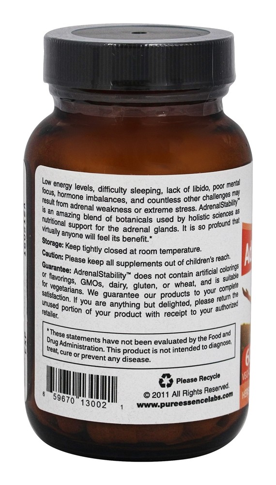 Comprar AdrenalStability Para Suporte das Glândulas Adrenais - Cápsulas vegetarianas 60 Pure Essence Labs - Imagem 3