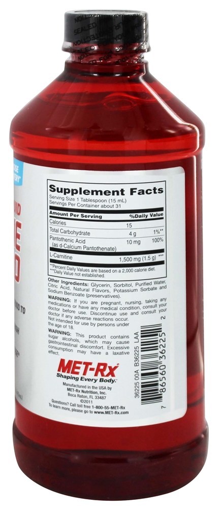 Comprar L-Carnitine Liquid 1500 Resistência e Excercise Suporte Natural Melancia - 16 fl. oz. MET-Rx - Imagem 2