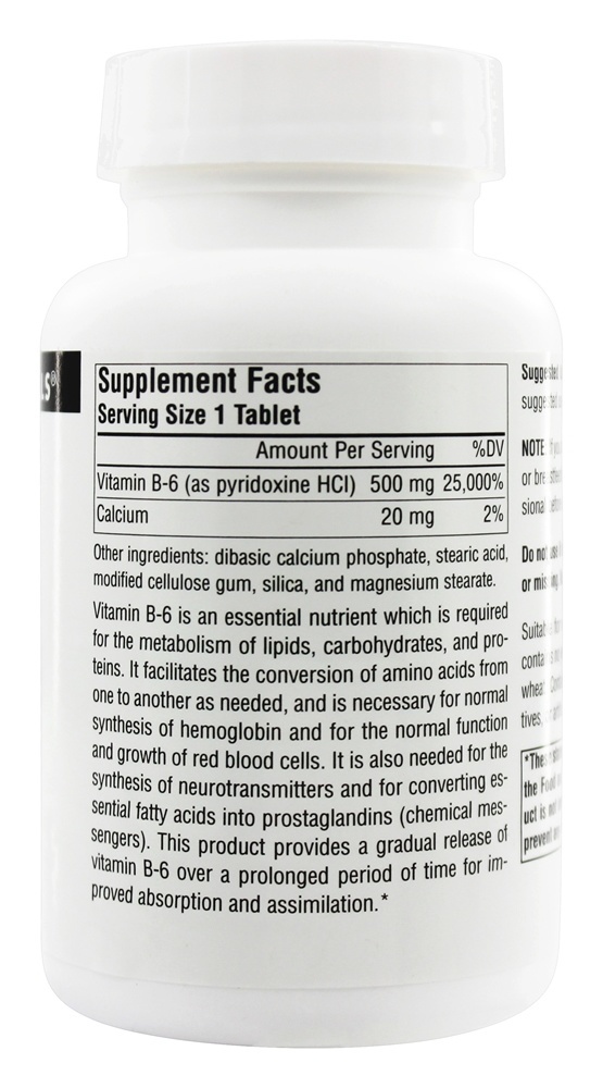 Comprar B6 Cronometrada Liberar 500 mg. - 100 Tablets Source Naturals - Imagem 2