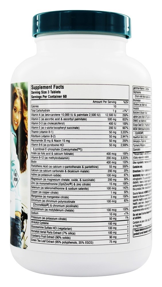 Comprar Força da Vida Feminina Múltipla Sem Ferro - 180 Tablets Source Naturals - Imagem 2