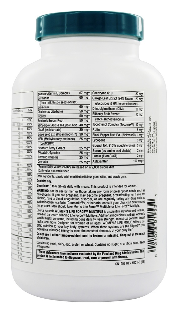 Comprar Força da Vida Feminina Múltipla Sem Ferro - 180 Tablets Source Naturals - Imagem 3