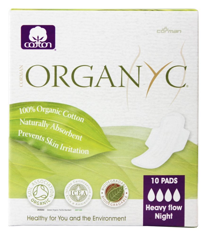 Comprar Almofadas Menstrual de Algodão Orgânico com Noite de Fluxo Noturno Pesado de Asas - 10 Almofadas Organyc